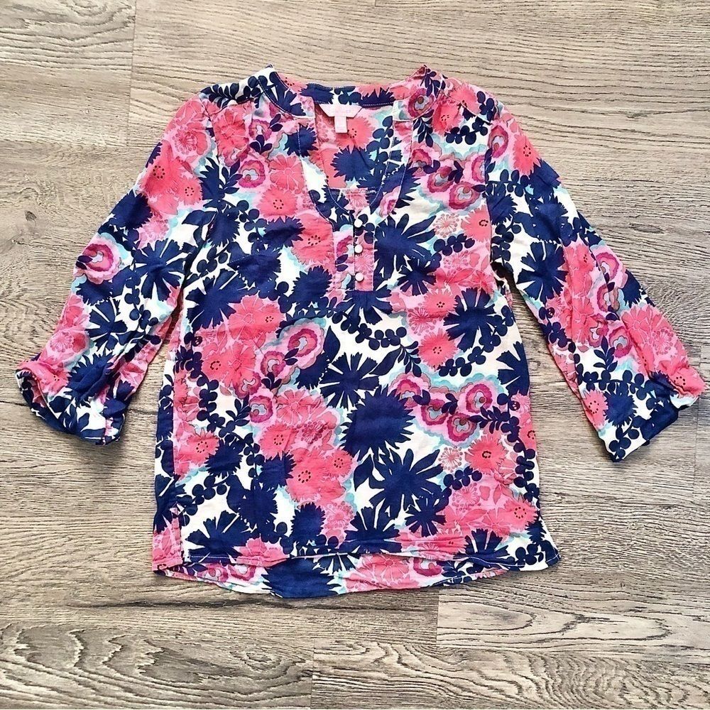 LILLY PULITZER $128 XS Martinique Top Beckon Jungle Utopia Tunic Pullover Shirt